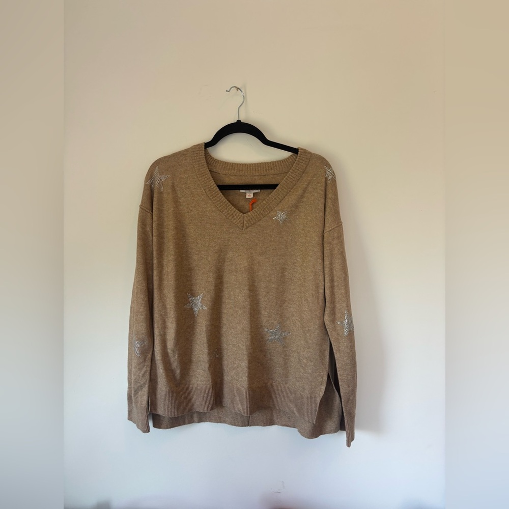 NWT Women's Brown Sweater with Star Accents